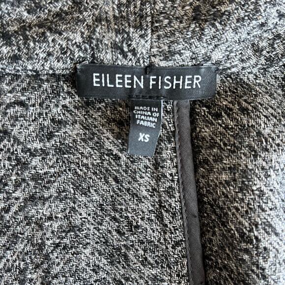 Eileen Fisher Cardigan Size XS Gray Marled Cotton Blend Knit Open Collar - Picture 6 of 10